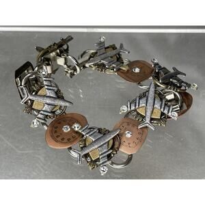 Lorraine Frances Unique Time Flies Airplane Flying Bracelet Charm Link
